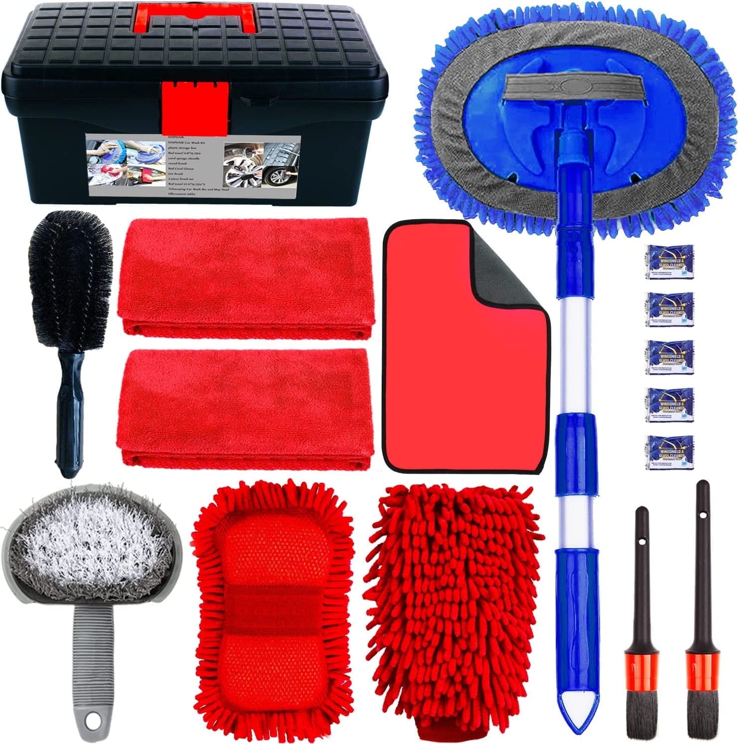 YILAIRIOU Car Interior Cleaning Kit - Car Cleaning Kit & Car Wash Kit-Car Wash Cleaning Tools Kit with Car Wash Brush Mop and Microfiber Towels