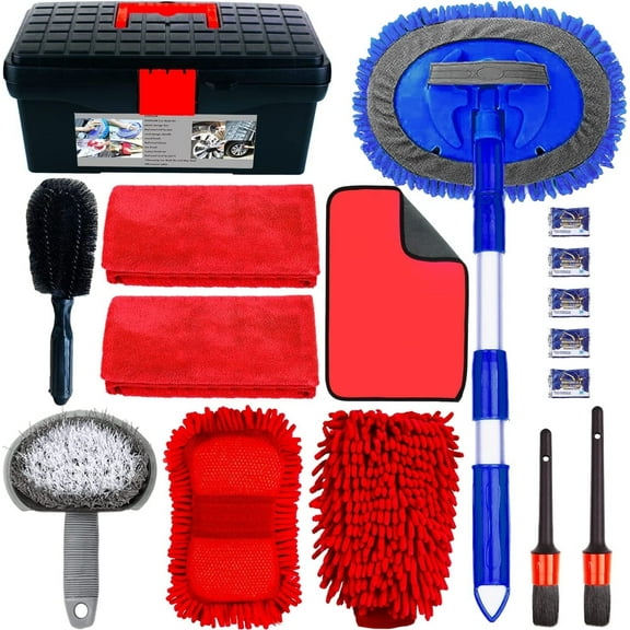 Car Wash Kit - Car Cleaning Kit Car Wash Cleaning Tools Kit with Car Wash Brush with Long Handle,Car Wash Mop,Microfiber Towels Car Detailing Kit