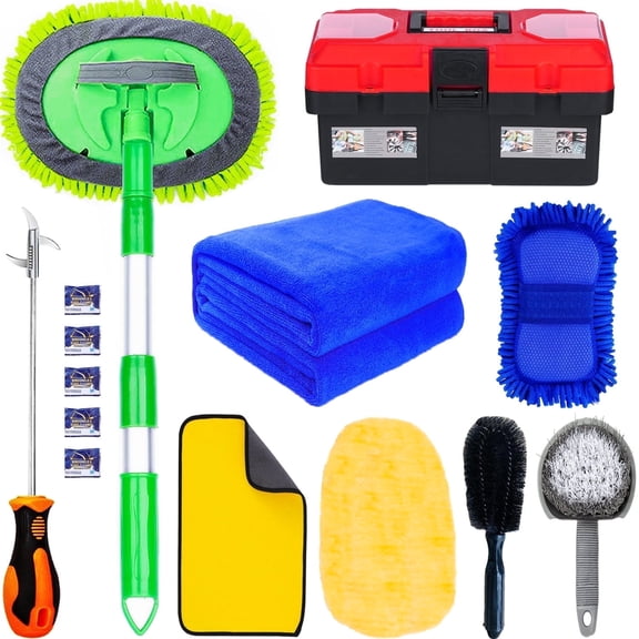 YILAIRIOU Car Wash Kit- Car Interior Detailing Kit, Car Cleaning Kit, Microfiber Car Wash Brush, Microfiber Towels