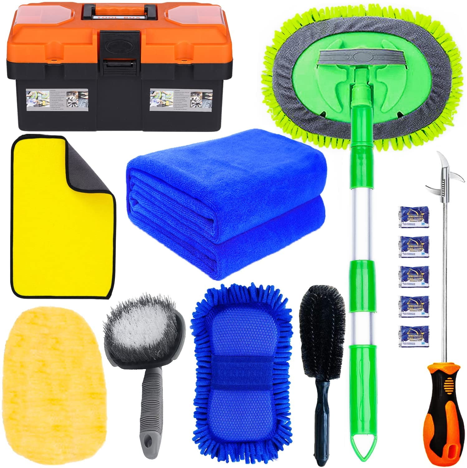YILAIRIOU Car Wash Kit- Car Interior Detailing Kit, Car Cleaning Kit, Microfiber Car Wash Brush, Microfiber Towels