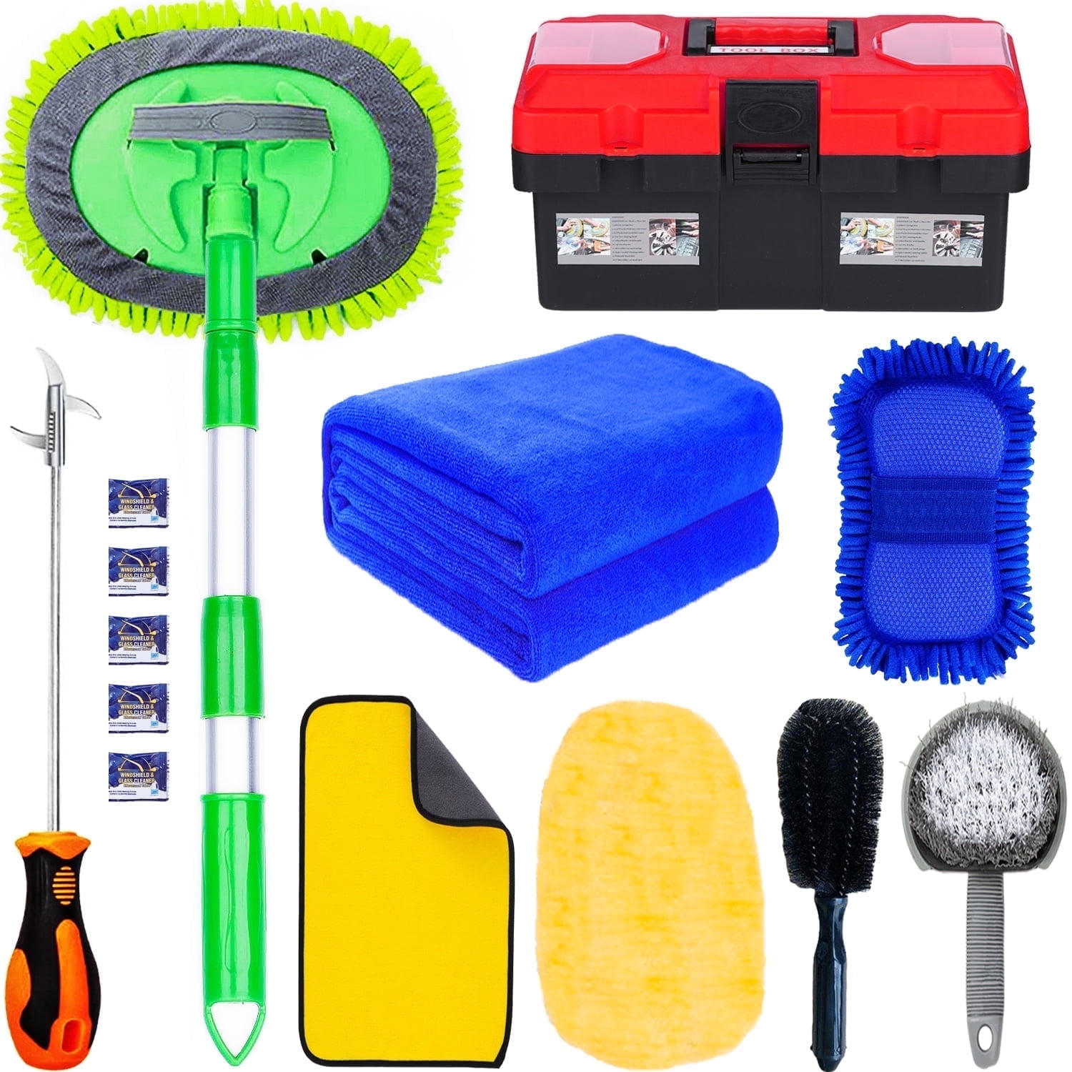 YILAIRIOU Car Wash Kit- Car Interior Detailing Kit, Car Cleaning Kit, Microfiber Car Wash Brush, Microfiber Towels