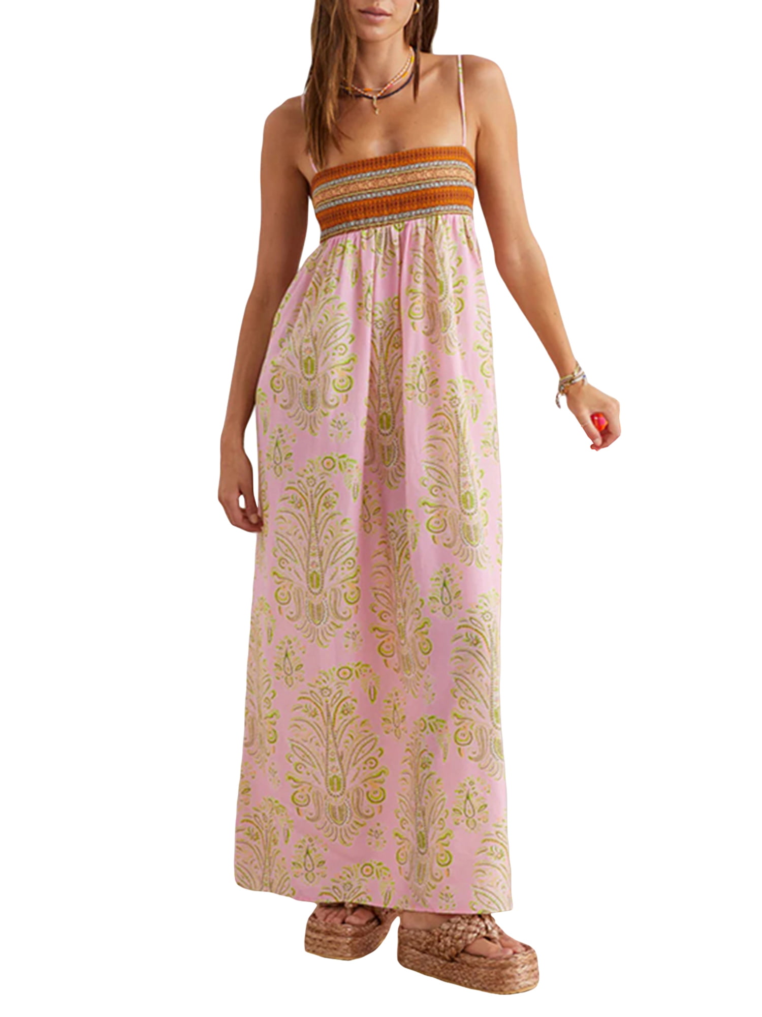 YILEEGOO Women Summer Boho Spaghetti Strap Dress Jamaica