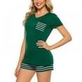 thumbnail image 1 of YILIBX Women\\\'s Short Sleeves Pajamas Set Stripe Top Shorts Nightwear 2 Pieces Soft PJ Loungewear with Pocket, 1 of 5