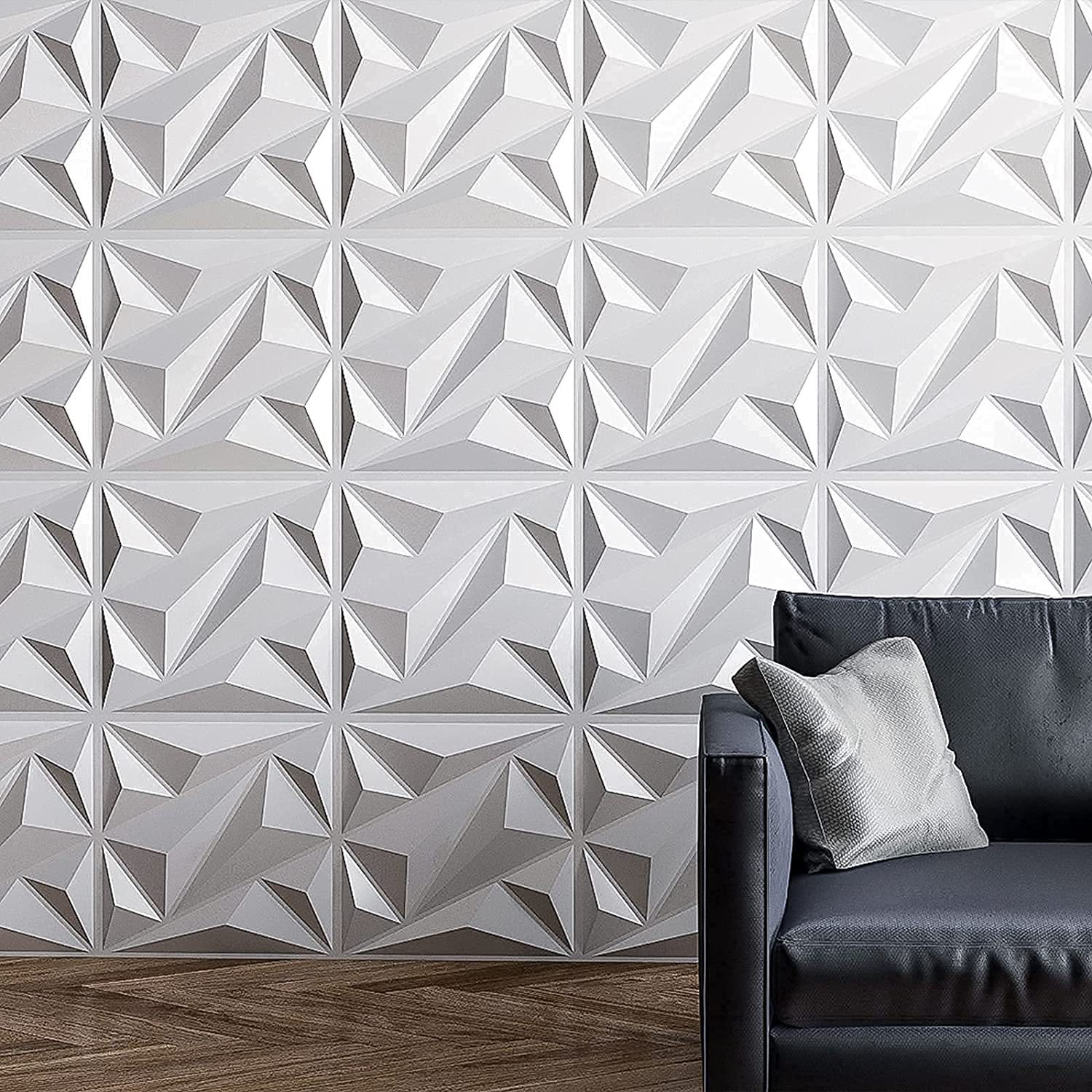 YILIKISS 12Pcs PVC 3D Wall Panel Decorative Diamond Design Wall Decor ...