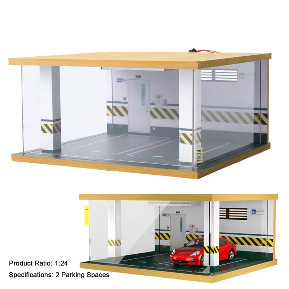 YILIKISS 2 Parking Spaces 1:24 Car Model Parking Lot Scene DIY Parking Space Display Simulation Scene Present Background Easy Assemble