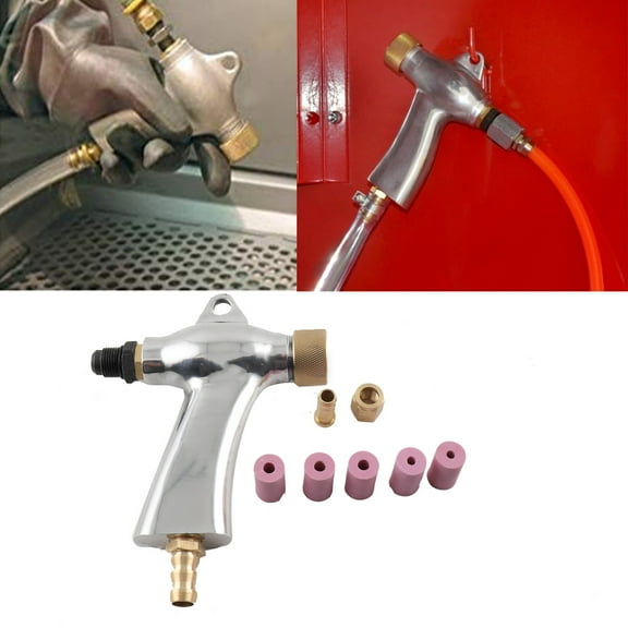 YILIKISS Sand Blaster Gun Kit Sandblast Gun Air Sand Blasting w/5pc Ceramic Nozzles For 46-240# purpose non-metallic blasting media