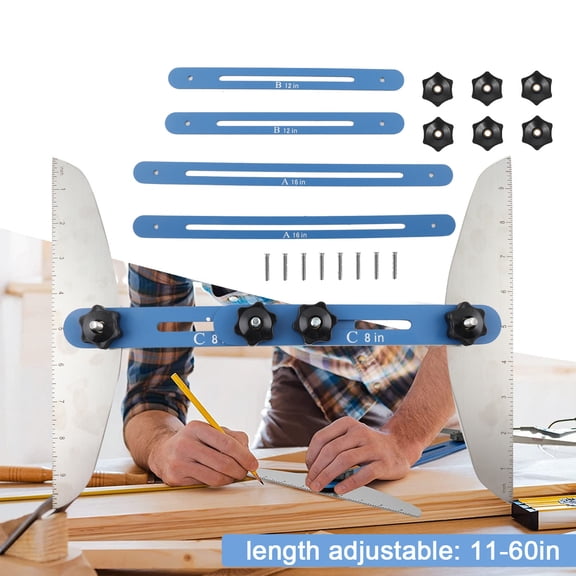 YILIKISS Stair Tread Gauge and Shelf Layout Tool - Adjustable Stair Measuring Jig, 11.4in to 60.7in Length