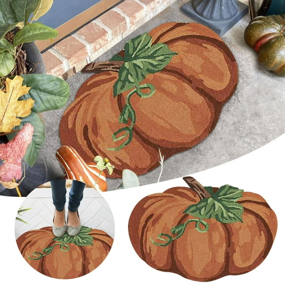 YILINDER Outdoor Indoor Doormat Floor Mats Thanksgiving Pumpkin Rug Holiday Floor Mat Welcome Door Mat Polyester Door Mat