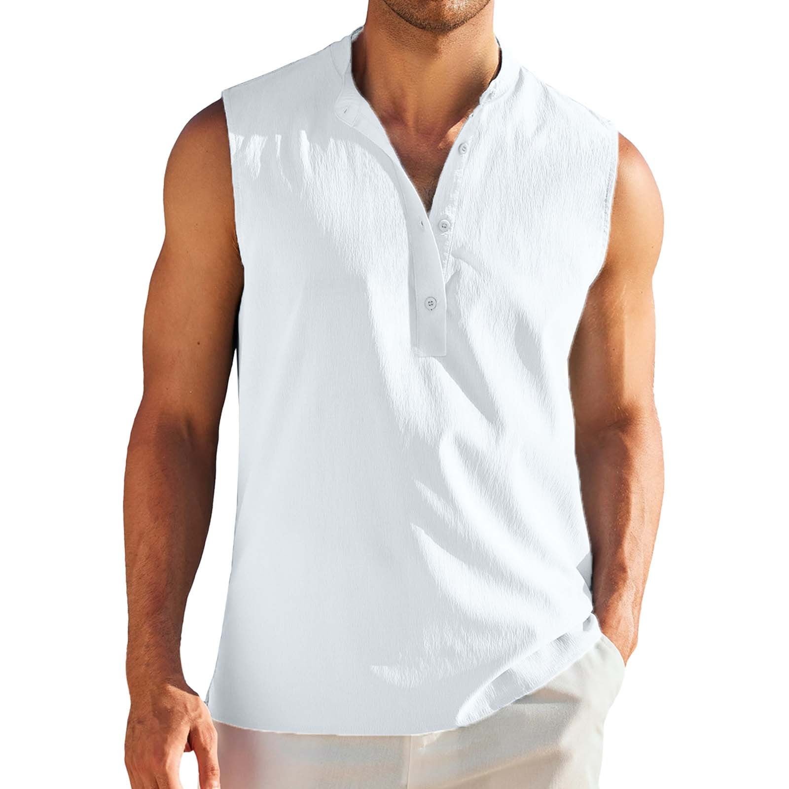 YILINDER Tank Tops for Men Big and Tall Sleeveless Beach Shirts Solid