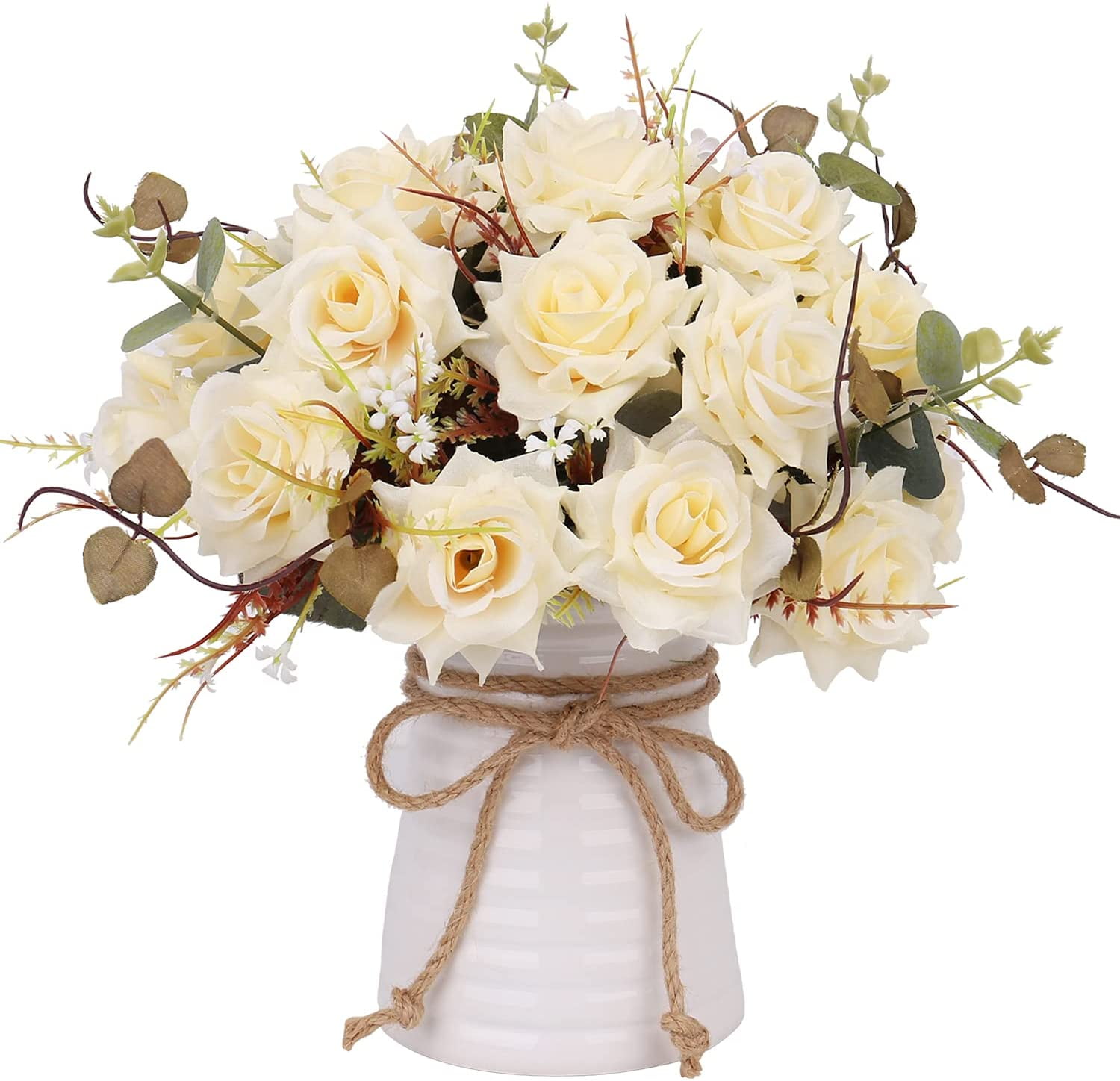 YILIYAJIA Fake Flowers in Vase,Artificial Flowers,Table Centerpieces Dinning Room (champagne)