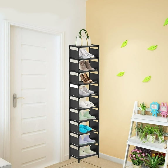 YILOSF-10-Tier Vertical Shoe Rack, Tall Narrow Shoe Shelf Space Saving ...
