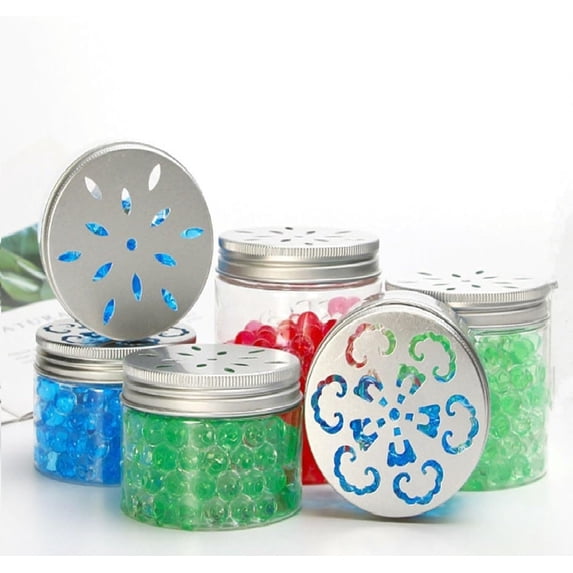 YILOSF-6 pcs 150ml 5 OZ 3 Styles Scented Beads Container Air Freshener Solid Perfume Aroma Diffuser Empty Storage Containers with Hollow Lids Round Jars Sample for Aromatherapy (6)