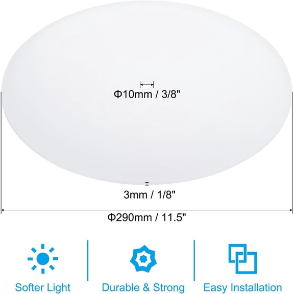 YILOSF-Lampshade Diffuser, 11.5" Diameter with 3/8" Center Hole Round Diffuser for Drum Lampshades Pendants Light Fits 12-14" Openings, Frosted White