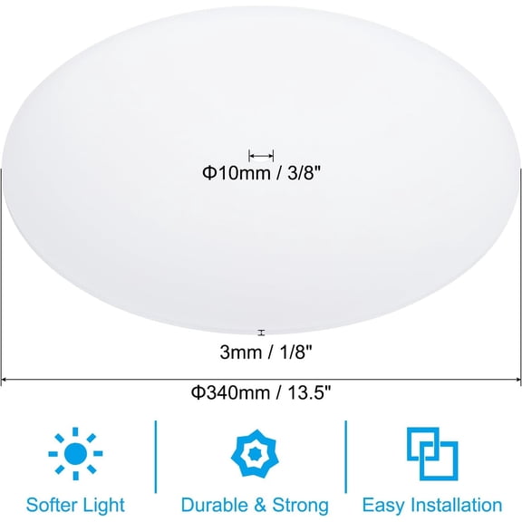 YILOSF-Lampshade Diffuser, 13.5" Diameter with 3/8" Center Hole Round Diffuser for Drum Lampshades Pendants Light Fits 14-16" Openings, Frosted White