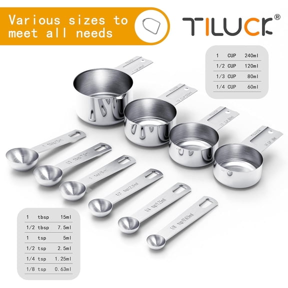 YILOSF-Stainless Steel Measuring Cups & Spoons Set, Cups and Spoons,Kitchen Gadgets for Cooking & Baking (10)