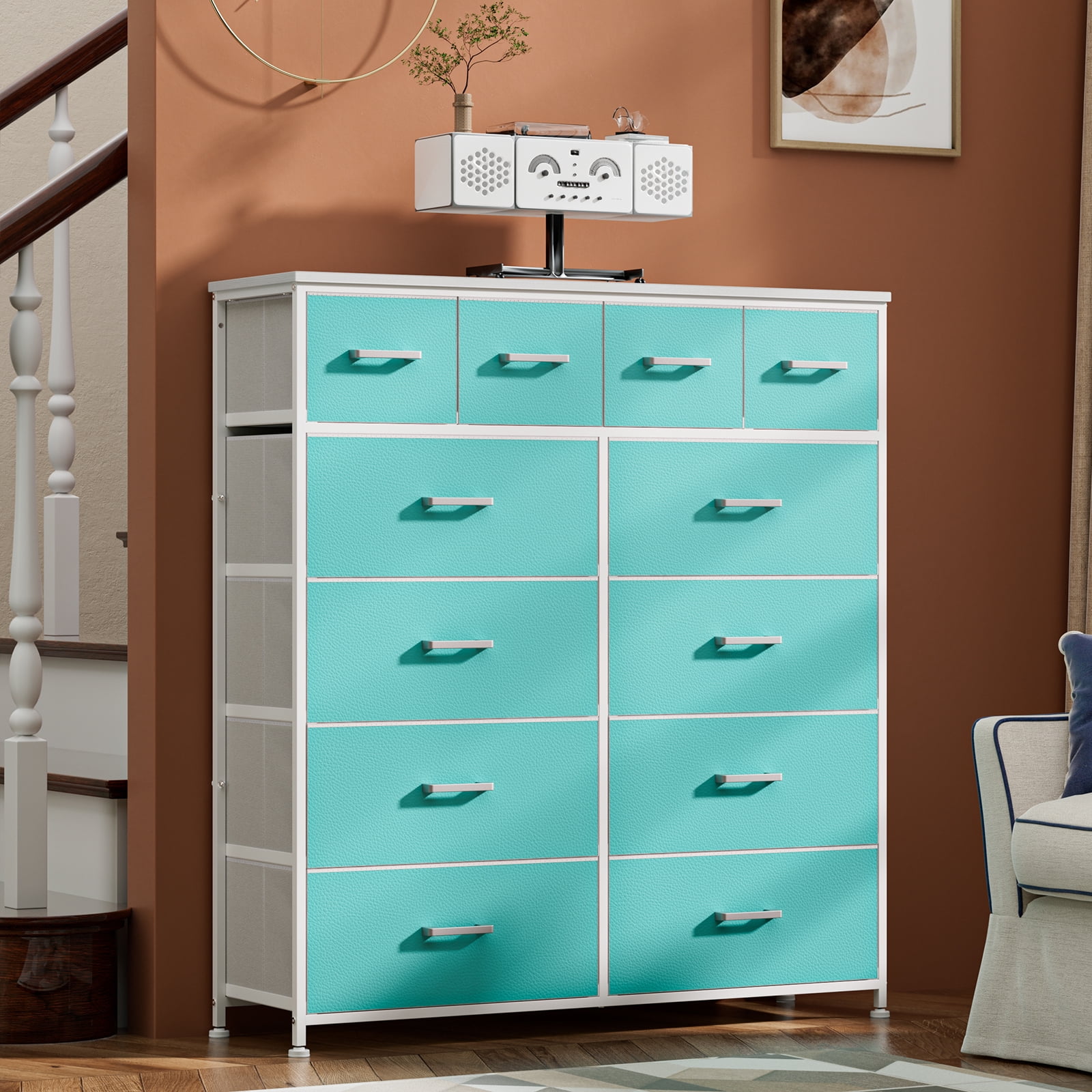 YILQQPER 12 Drawer Fabric Dresser Accent Dresser Chest Storage