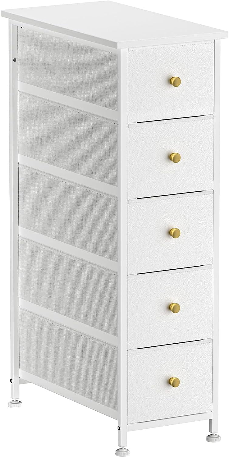 YILQQPER 5-Drawer Slim Dresser, Vertical Storage with Removable