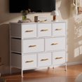thumbnail image 1 of YILQQPER 8 Drawer Fabric Dresser Accent White Dresser Chest Storage Organizer for Bedroom with WoodBoard and Artificial Leather for Living Room, Hallway, Entryway, Closet, Nursery, Kids Bedroom, 1 of 8