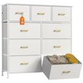 thumbnail image 1 of YILQQPER 9 Drawer Dresser Fabric Dressers with Steel Frame Wooden Top Chest of Drawers Storage Dresser White for Adults and Children, 1 of 7