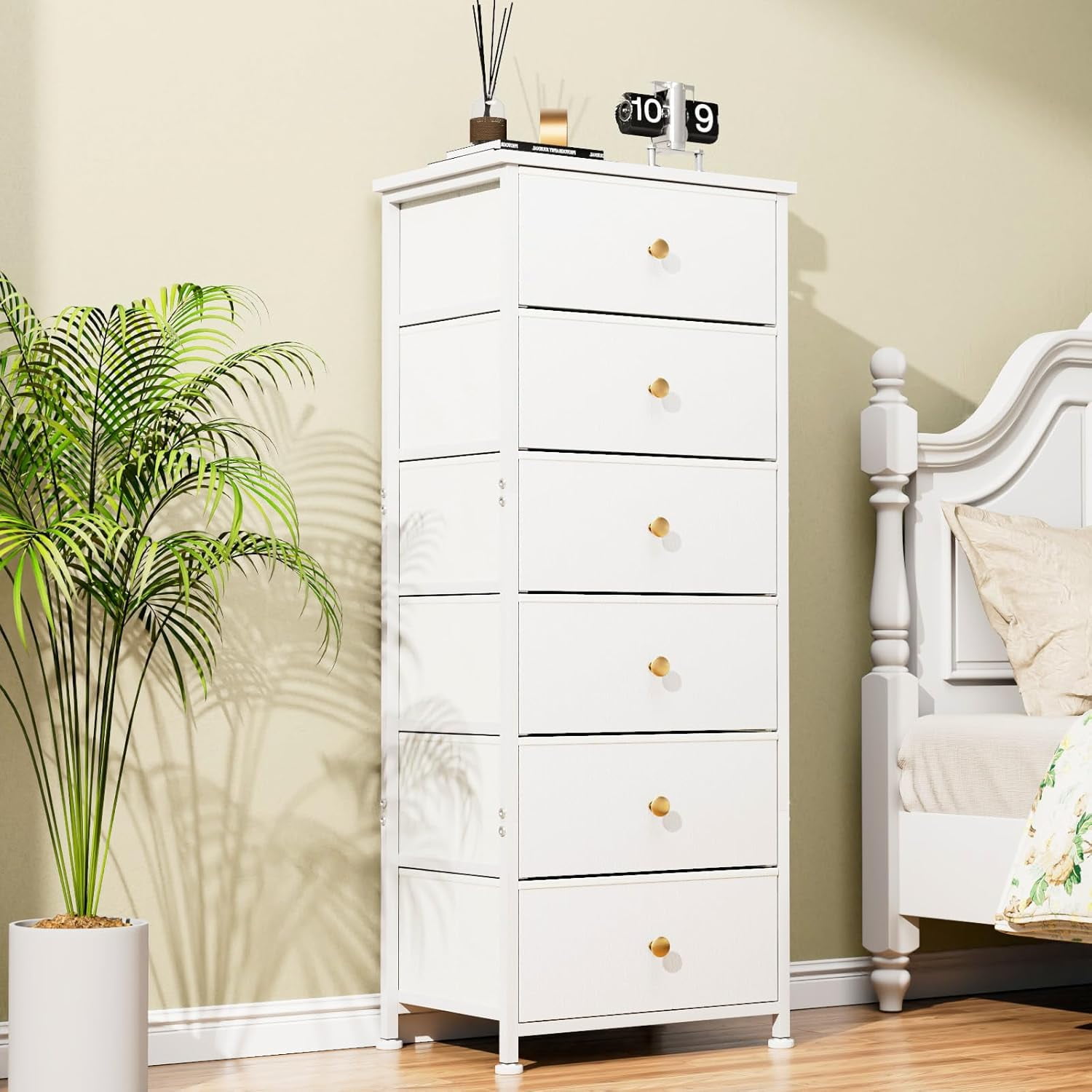 その他 Narrow Dresser Featuring Table Lighting YILQQPER Narrow Dresser, 6 Drawers, Reinforced Steel Frame