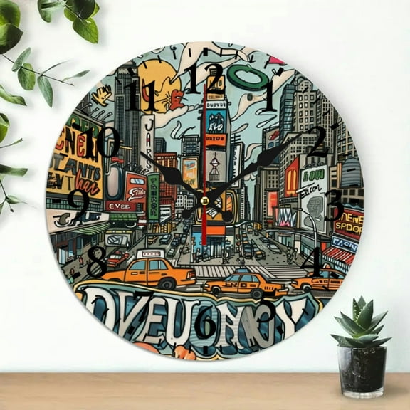 YILUYINQING 10 Inch New York City Skyline Theme Wall Clock 10x10in