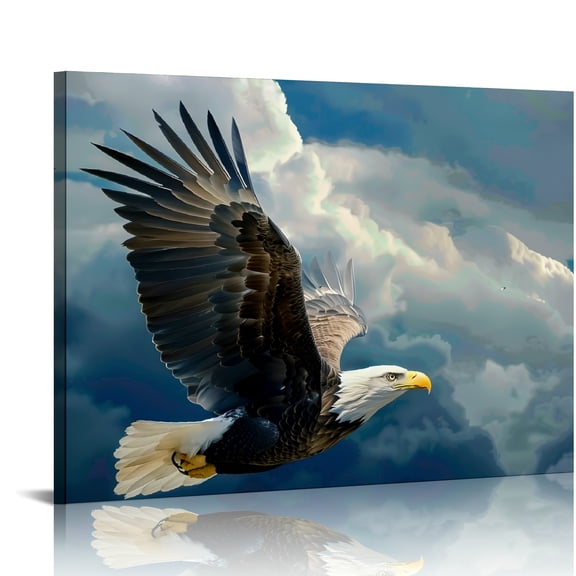 YILUYINQING Bald Eagle Clouds Sky Canvas Wall Art Print Decor Ready To Hang Home Decor 20x16in