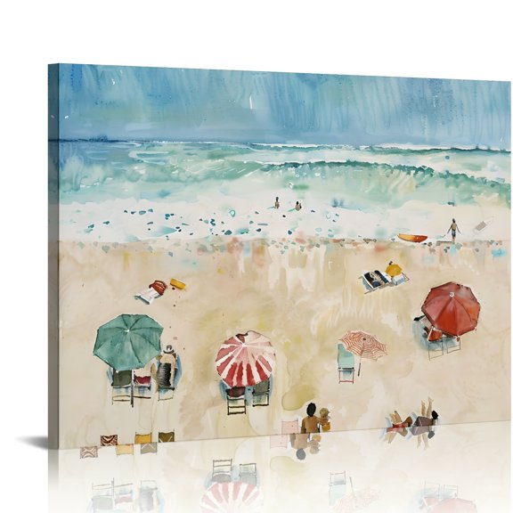 YILUYINQING Beach Scene Canvas Print Wall Art Decorations for Home Bathroom Ready To Hang Room Decor 20x16in