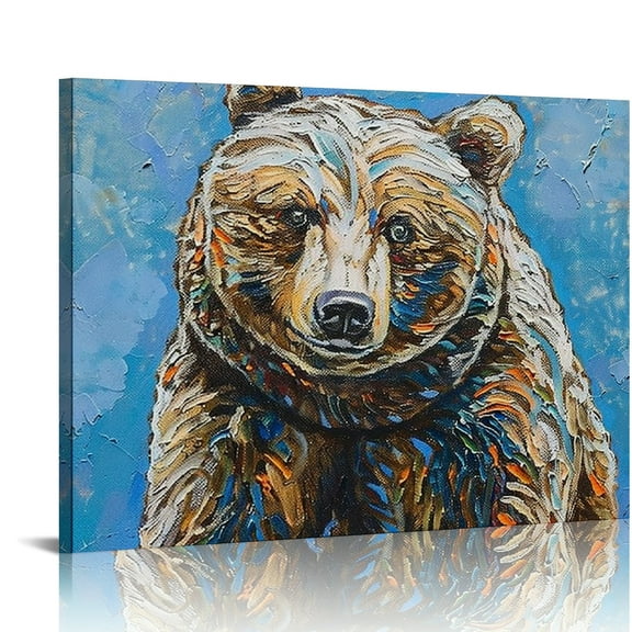 YILUYINQING Bear Wall Decor Canvas Print Art for Home Living Room Bedroom Kitchen Ready To Hang Room Home Art Decor 20x16in
