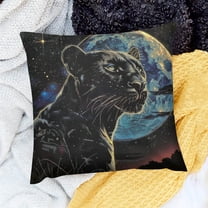 YILUYINQING Black Panther Full Moon Stars Pillow Case Set of 1 18x18in