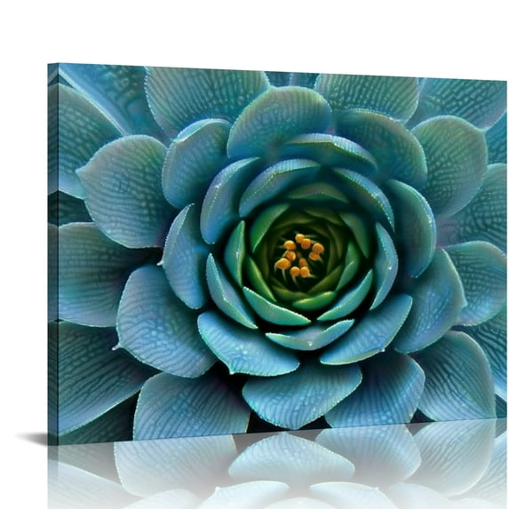 YILUYINQING Blue Flower Wall Decor Canvas Print for Home Bedroom Bathroom - Modern Art Ready To Hang Room Home Decor 16x12in