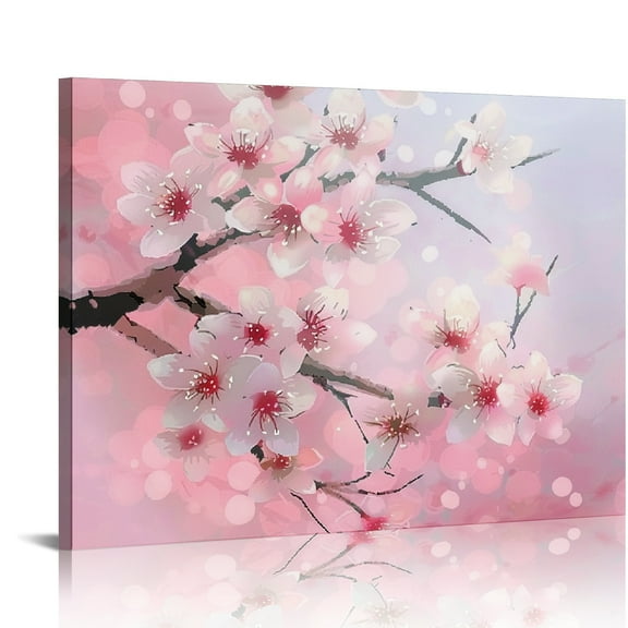 YILUYINQING Cherry Blossom Wall Art Print on Canvas for Home Decor, Ready to Hang Room Art Decor, Ideal Gift for Various Occasions 16x12in