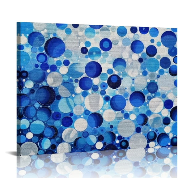YILUYINQING Circles Blue White Canvas Prints Wall Art Decor Ready to Hang Room Home Art Modern Decor Gift Idea 16x12in