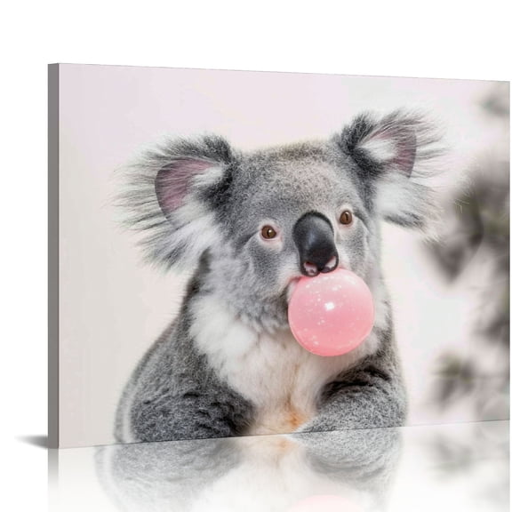 YILUYINQING Cute Koala Bear Wall Decor for Bedroom Kitchen, Canvas Wall Art Ready to Hang Home Art Decor 20x16in