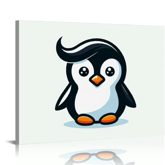 YILUYINQING Cute Penguin Wall Decor Art Canvas Prints for Bedroom Kitchen Modern Home Decor, Ready To Hang Room Art 16x12in