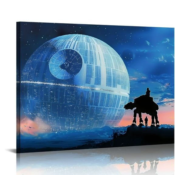 YILUYINQING Death Star Dog Sci-fi Canvas Print Wall Art Decor 16x12in