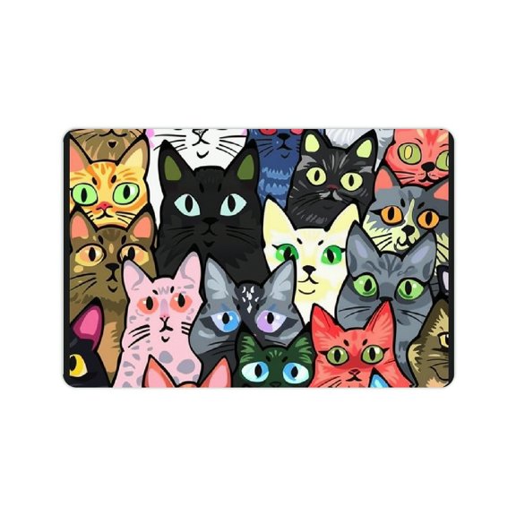 YILUYINQING Diatom Mud Mats Non-Slip Cats with Different Colored Eyes Home Theme 24x16in