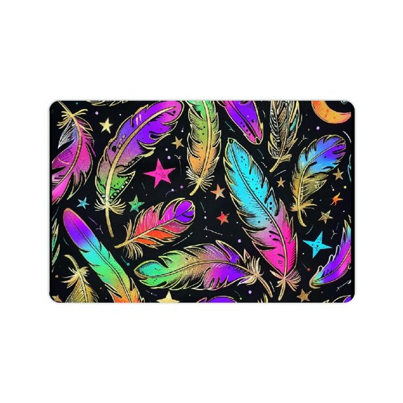 YILUYINQING Diatom Mud Mats Non-Slip Feathers Stars Moon Home Decor Quick Drying Absorbent Rubber Backing Technology Easy Storage Super Water Absorption Perfect Gift 24x16in