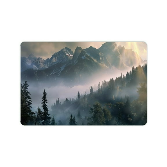 YILUYINQING Diatom Mud Mats Non-Slip Mountain Trees Fog Home Theme Quick Drying Absorbent Rubber Backing Technology Easy Storage Super Water Absorption 24x16in