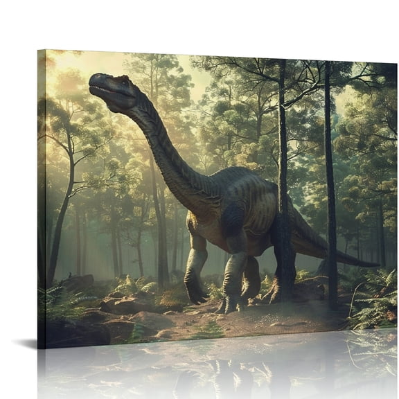 YILUYINQING Dinosaur Forest Trees Art Modern Canvas Prints Ready To Hang Home Wall Decor 16x12in