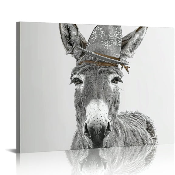 YILUYINQING Donkey Art Modern Canvas Prints Wall Decor Ready To Hang 20x16in