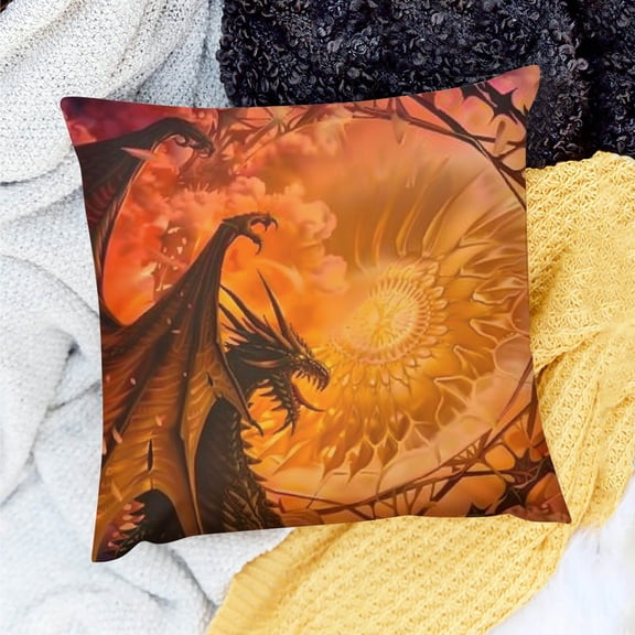 YILUYINQING Dragon Fire Fantasy Art Throw Pillow Cover Set of 1 20x20in