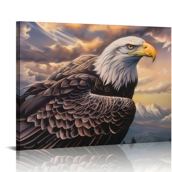 YILUYINQING Eagle Bald Majestic Canvas Wall Art Decor for Home Living Room Bedroom Kitchen Bathroom Office, Ready To Hang Wall Decor 16x12in