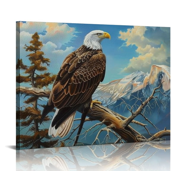 YILUYINQING Eagle Mountain Tree Branch Art Canvas Print Wall Decor 20x16in