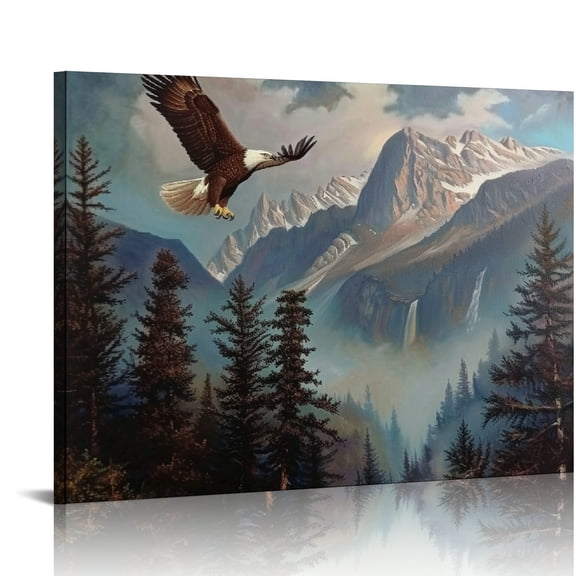 YILUYINQING Eagle Mountain Trees Canvas Print Wall Art Decor 16x12in