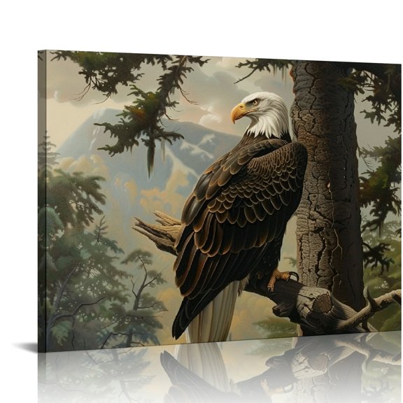 YILUYINQING Eagle Tree Branch Forest Canvas Print Wall Art 16x12in