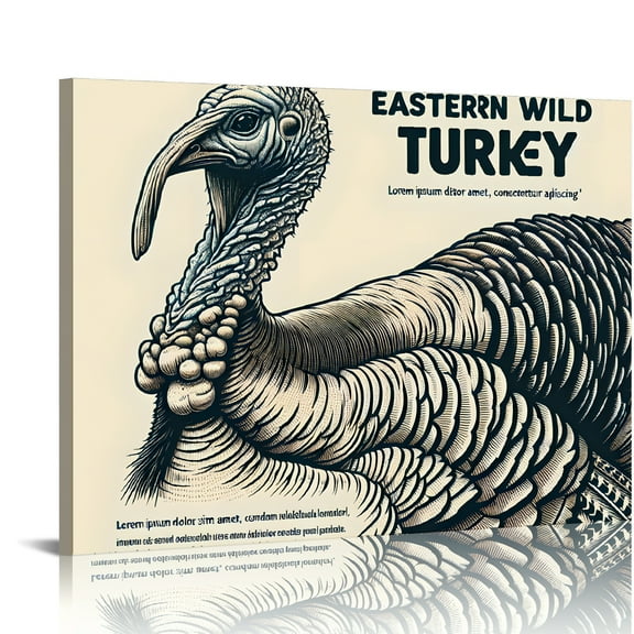 YILUYINQING Eastern Wild Turkey Canvas Wall Art Modern Prints Ready To Hang Home Decor 20x16in