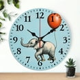 thumbnail image 1 of YILUYINQING Elephant Balloon Whimsical Wall Clock, Silent Mechanical Movement Wall Decor for Living Room, Kitchen, Dorm, Perfect Everyday Gift 10x10in, 1 of 8
