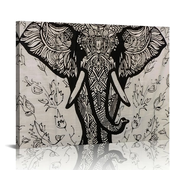 YILUYINQING Elephant Heart Pattern Canvas Prints Wall Art Decor 16x12in