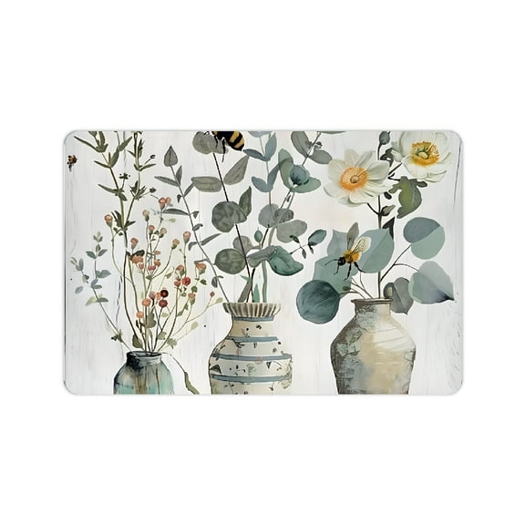 YILUYINQING Environmentally Friendly and Easy to Clean Flowers Bee Home Bath Mat 24x16in