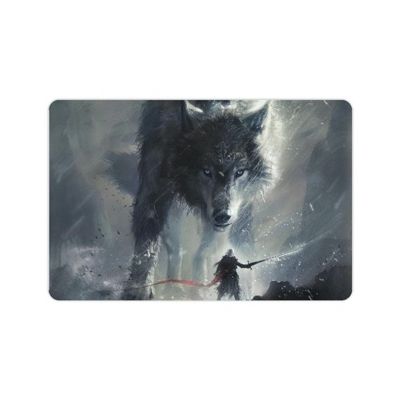 YILUYINQING Fast Absorption Wolf Sword Man Home Diatom Mud Bath Rug Mat with Rubber Backing Technology 24x16in
